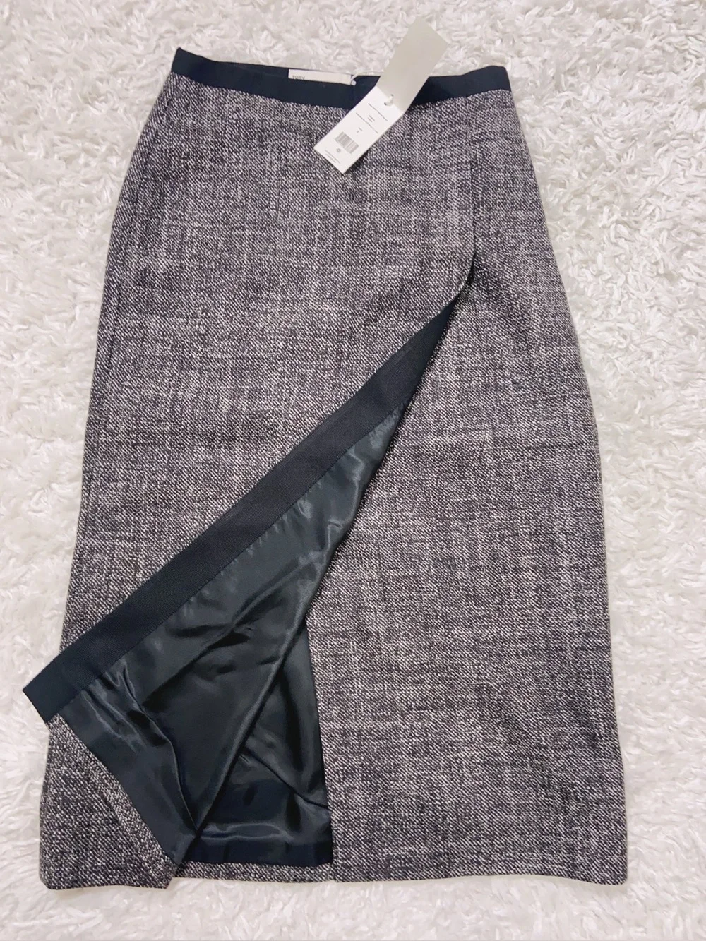NWT $698 Tory Burch Wrapped Tweed Wool Midi Skirt Size 2,4